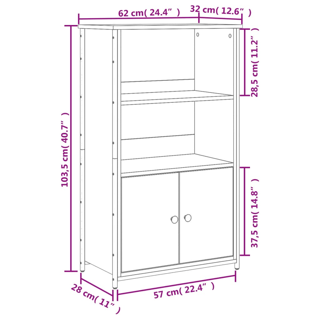 Highboard svart 62x32x103,5 cm konstruert tre