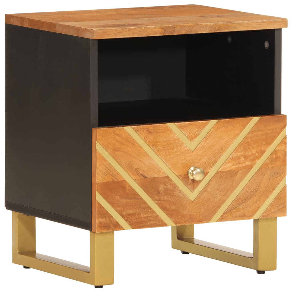 Nattbord brun og svart heltre mango
