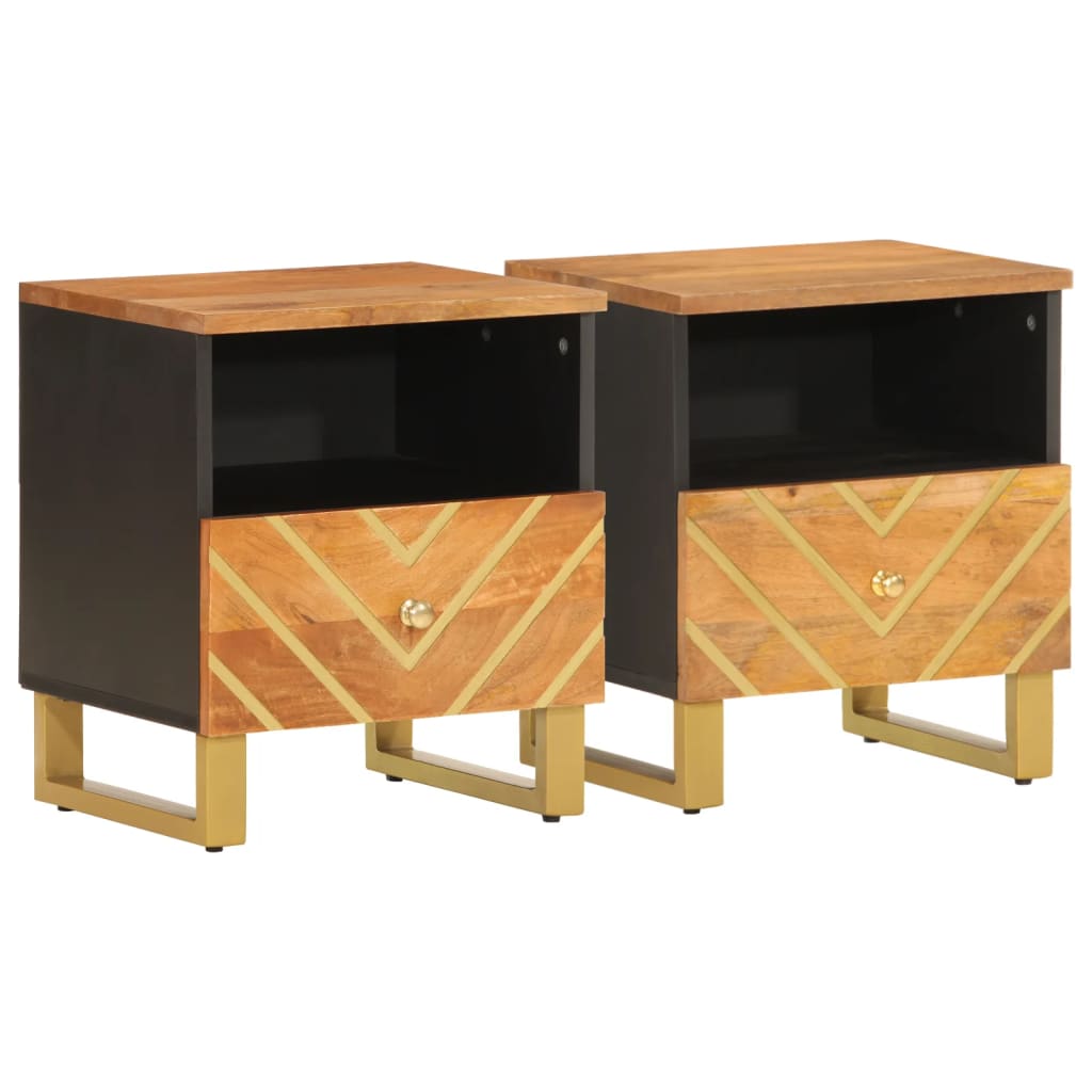 Nattbord 2 stk brun og svart heltre mango