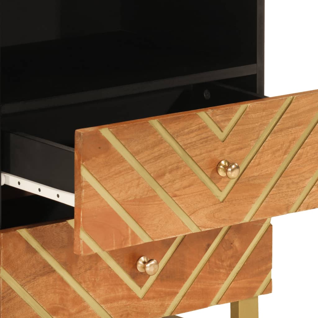 Nattbord brun og svart 50x33x60 cm heltre mango