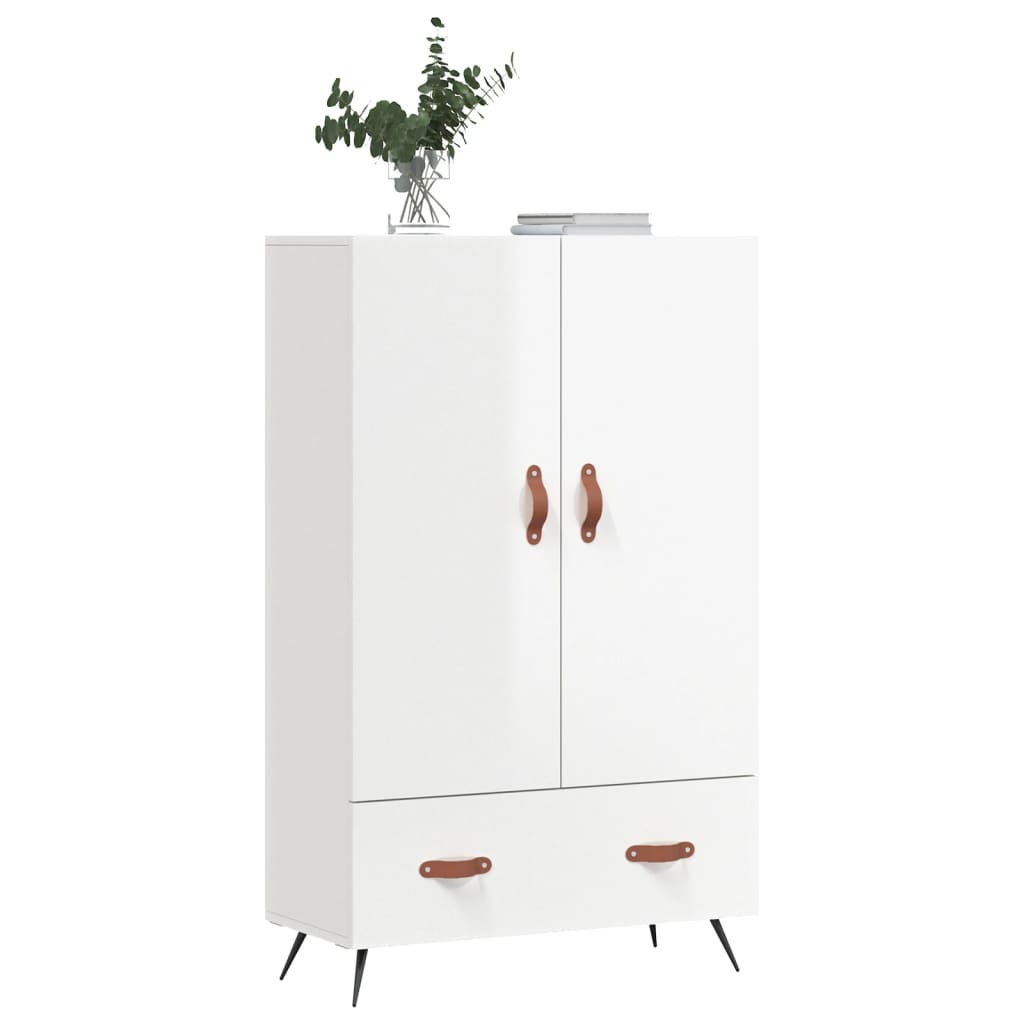 Highboard høyglans hvit 69,5x31x115 cm konstruert tre
