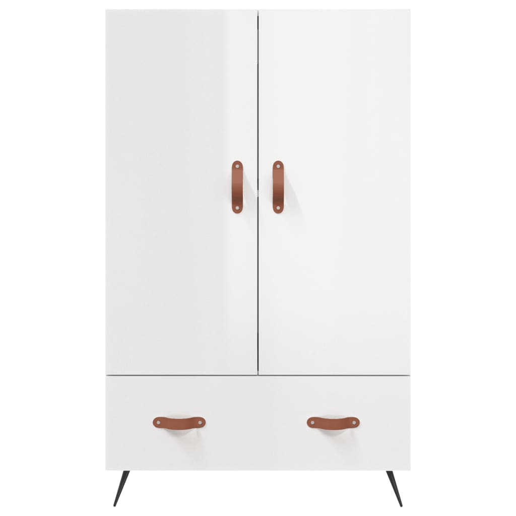 Highboard høyglans hvit 69,5x31x115 cm konstruert tre