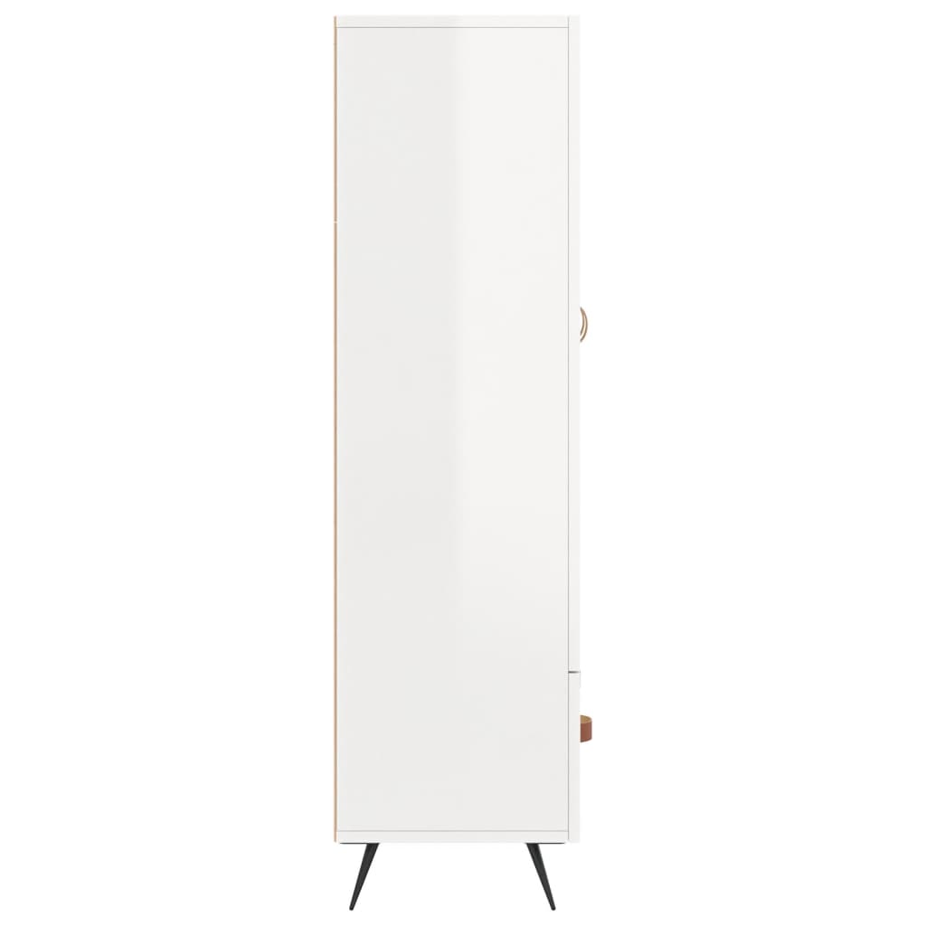 Highboard høyglans hvit 69,5x31x115 cm konstruert tre