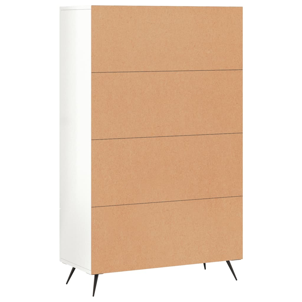 Highboard høyglans hvit 69,5x31x115 cm konstruert tre