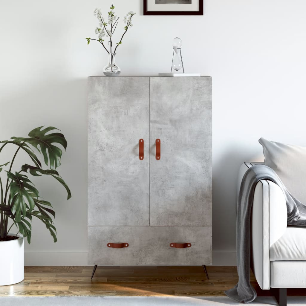 Highboard betonggrå 69,5x31x115 cm konstruert tre