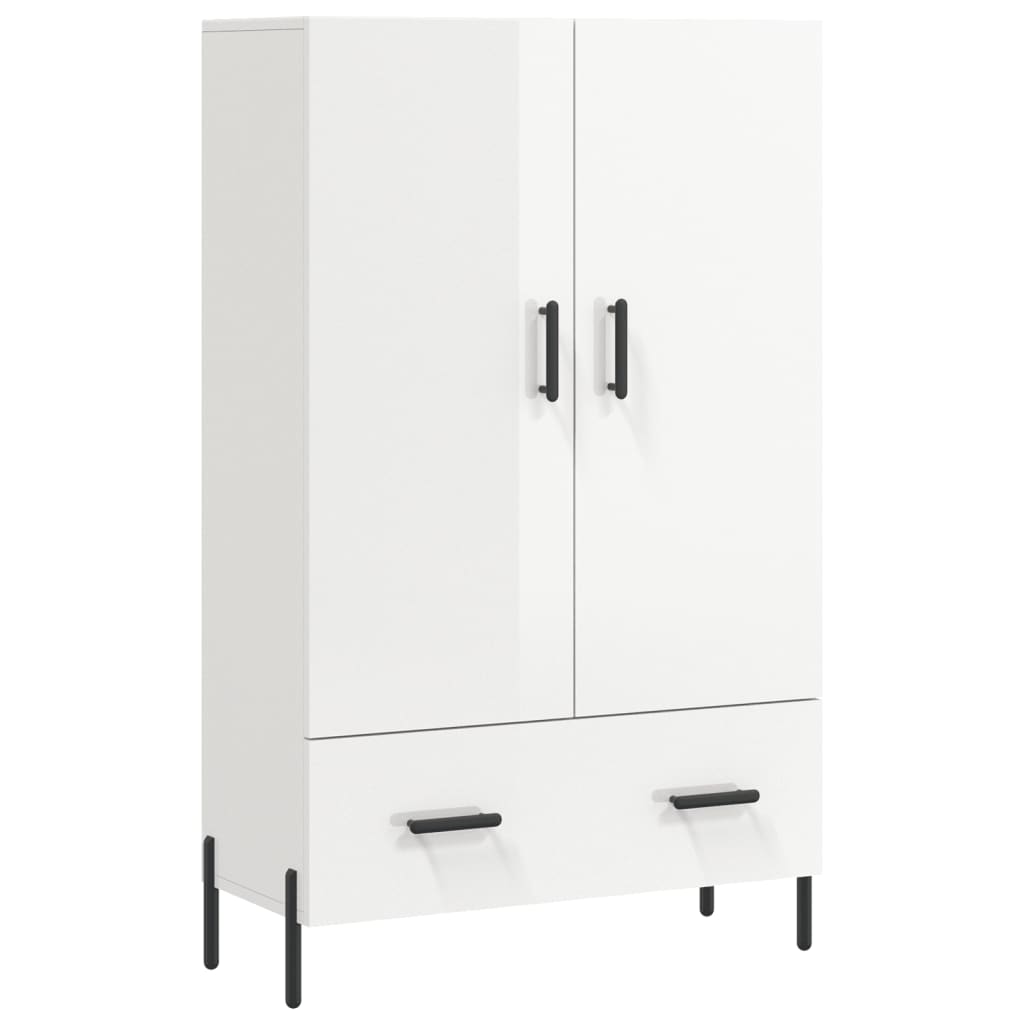 Highboard høyglans hvit 69,5x31x115 cm konstruert tre