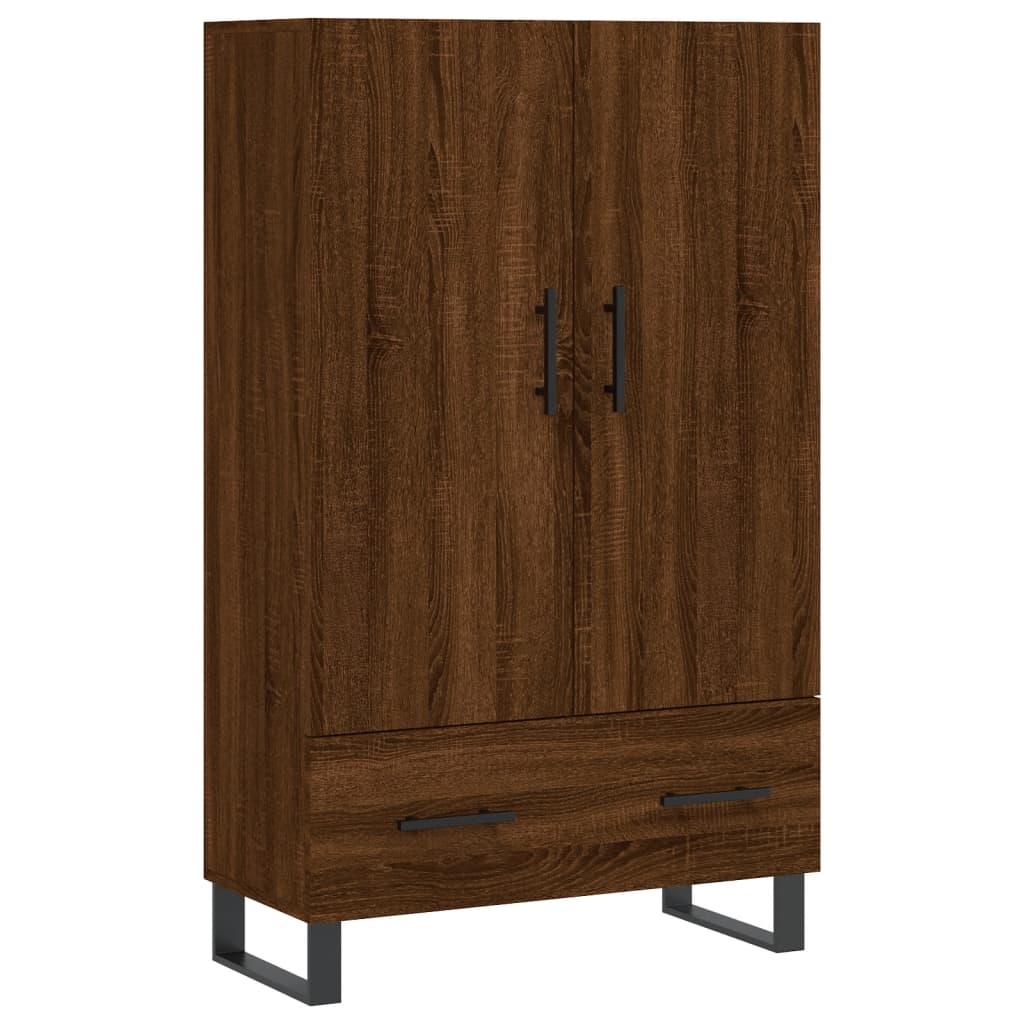 Highboard brun eik 69,5x31x115 cm konstruert tre