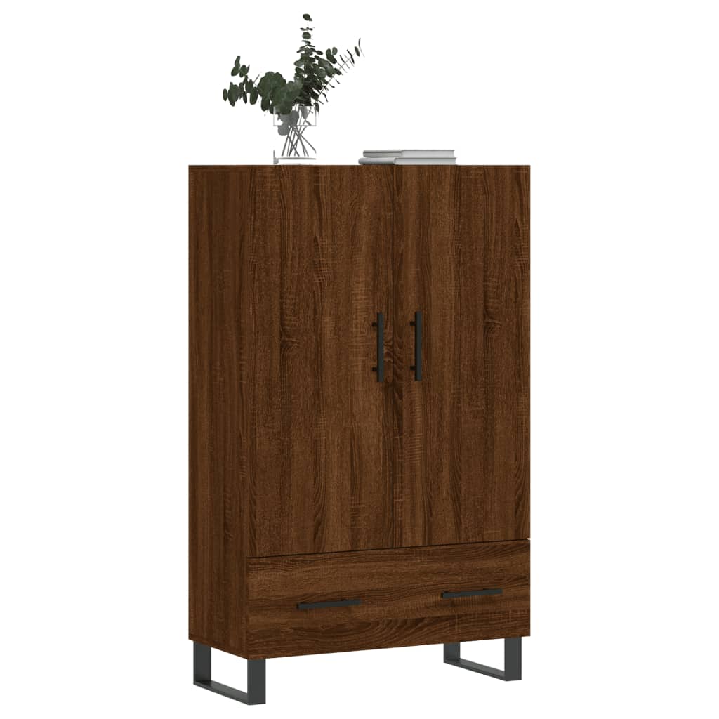 Highboard brun eik 69,5x31x115 cm konstruert tre