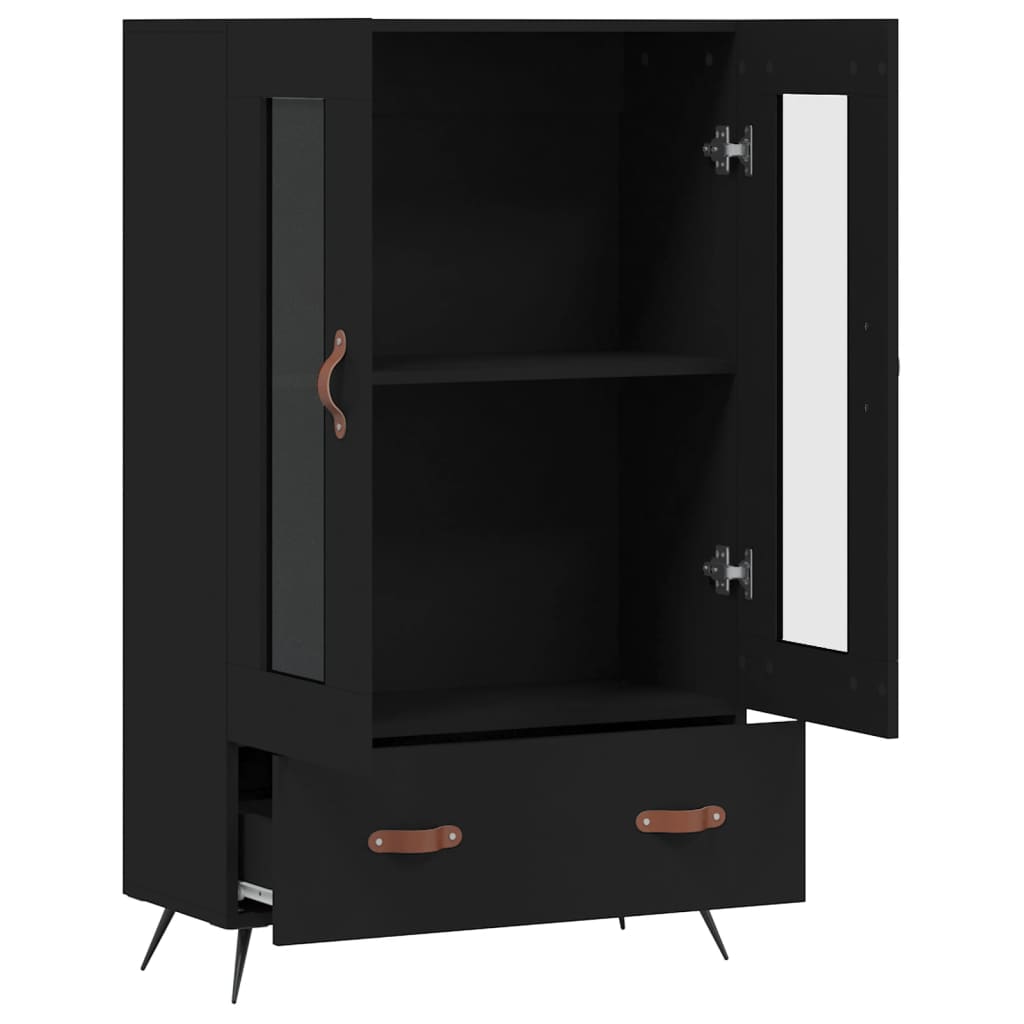 Highboard svart 69,5x31x115 cm konstruert tre