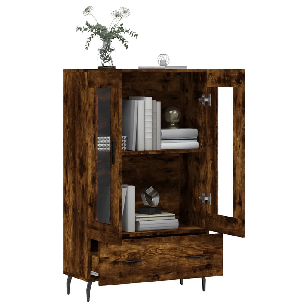 Highboard røkt eik 69,5x31x115 cm konstruert tre