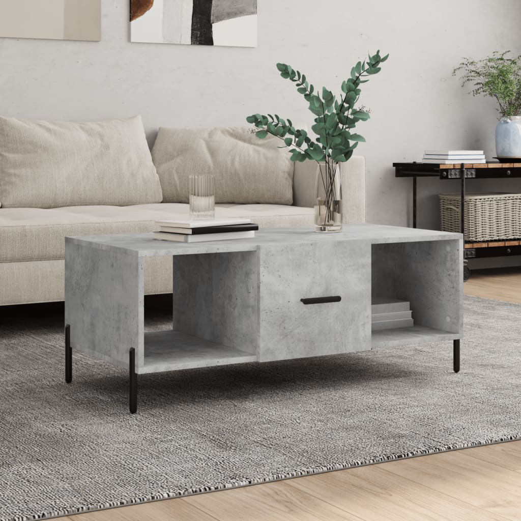 Salongbord betonggrå 102x50x40 cm konstruert tre