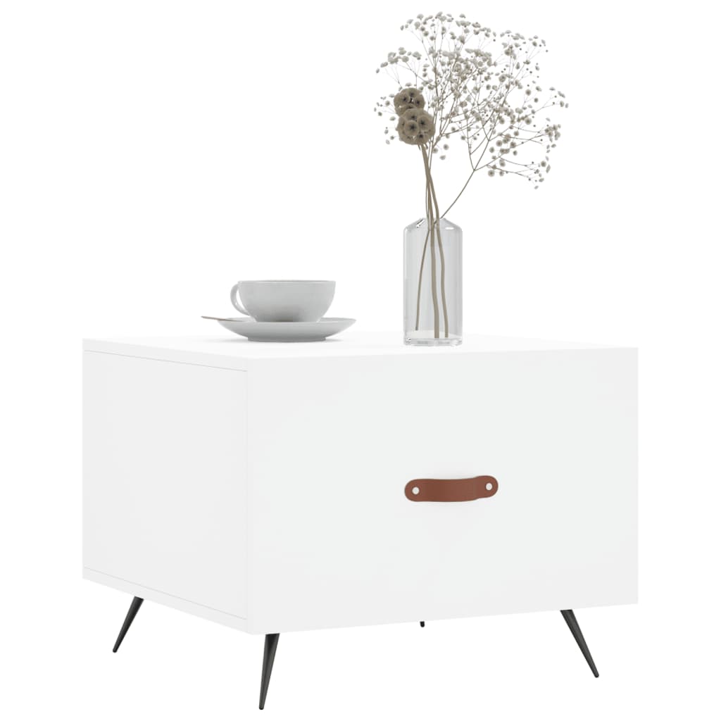 Salongbord hvit 50x50x40 cm konstruert tre