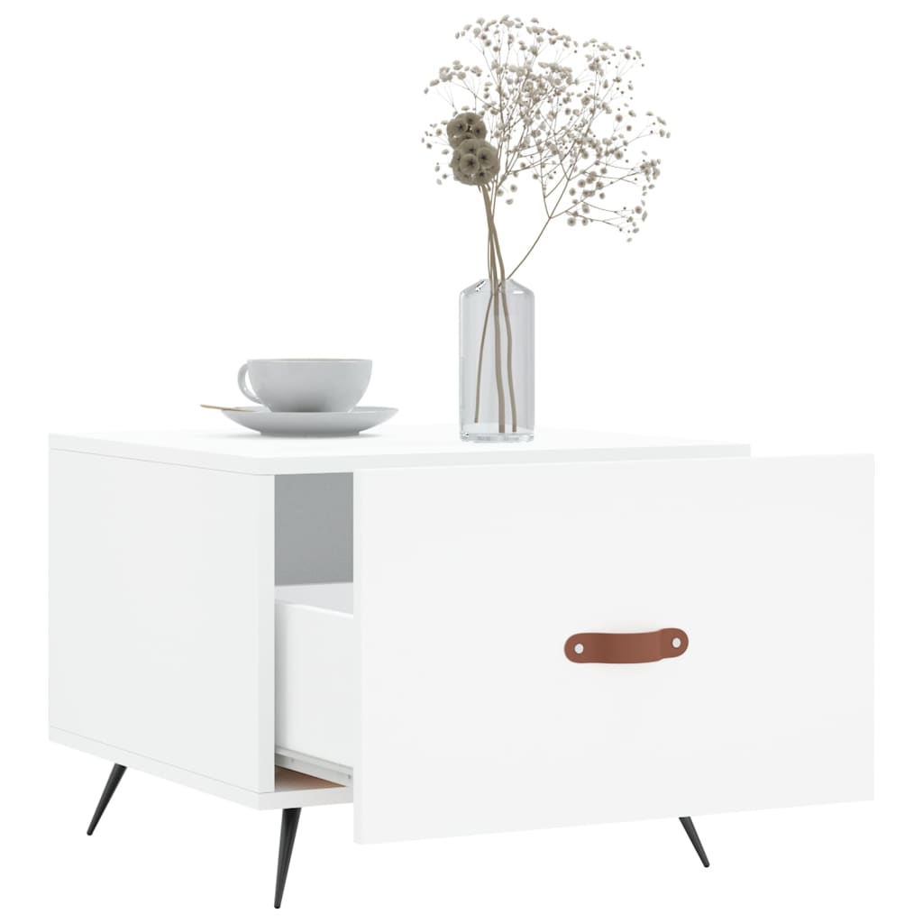 Salongbord hvit 50x50x40 cm konstruert tre