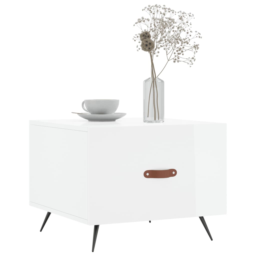Salongbord høyglans hvit 50x50x40 cm konstruert tre