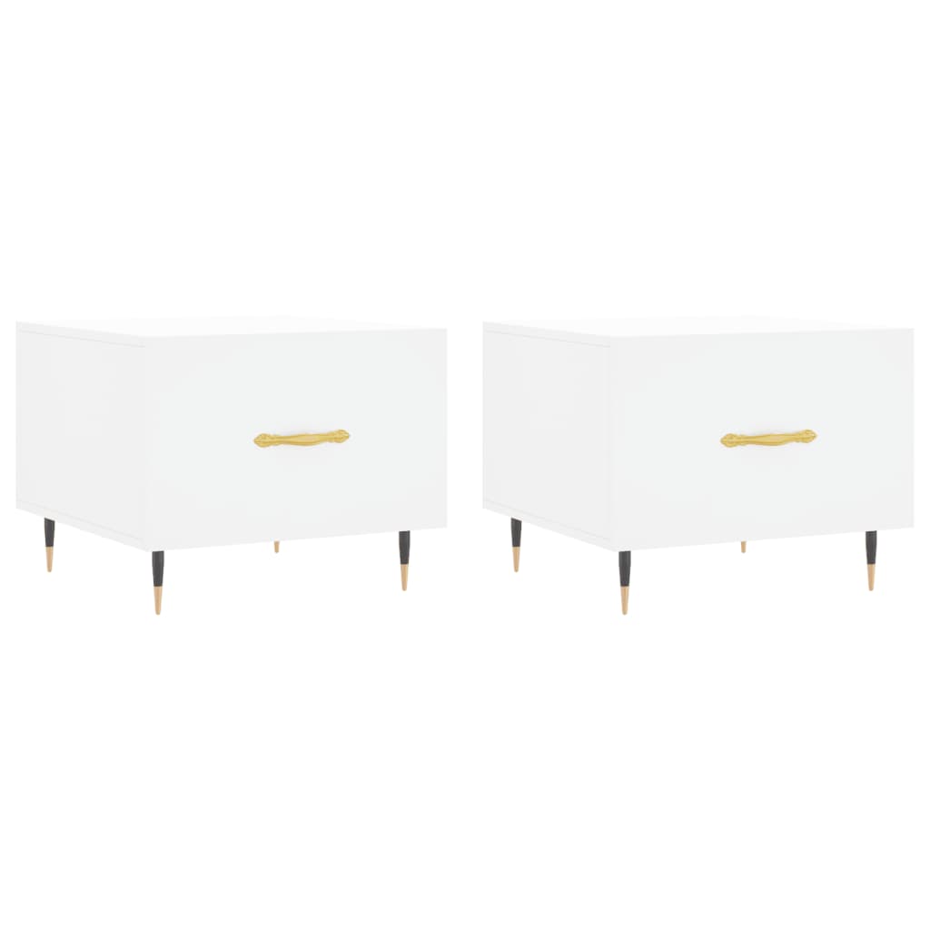 Salongbord 2 stk hvit 50x50x40 cm konstruert tre