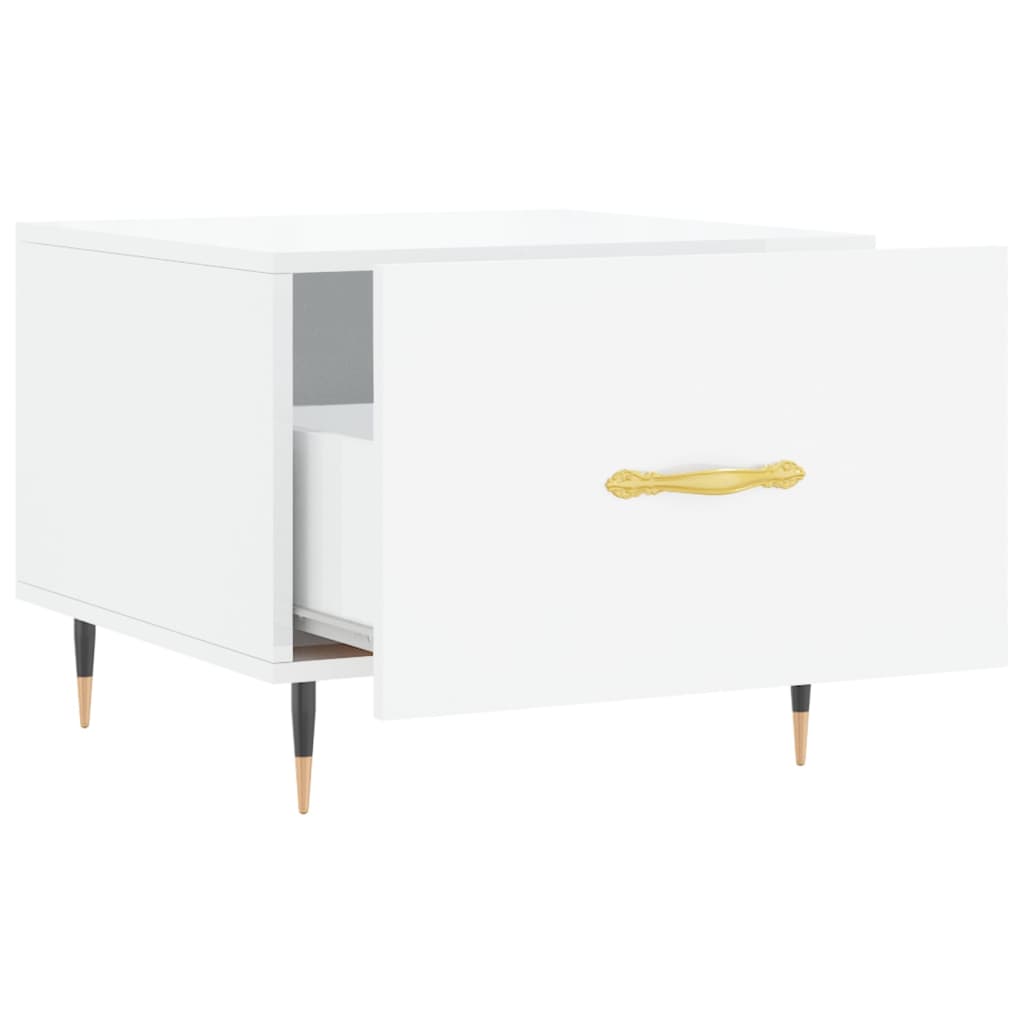 Salongbord 2 stk høyglans hvit 50x50x40 cm konstruert tre