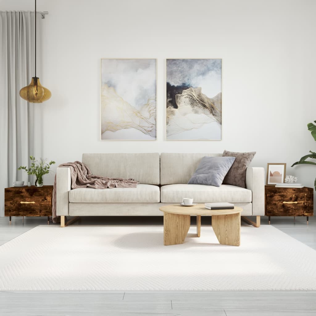 Salongbord 2 stk røkt eik 50x50x40 cm konstruert tre