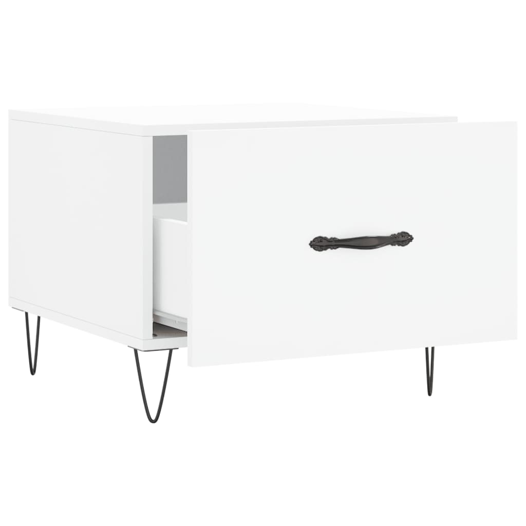 Salongbord hvit 50x50x40 cm konstruert tre