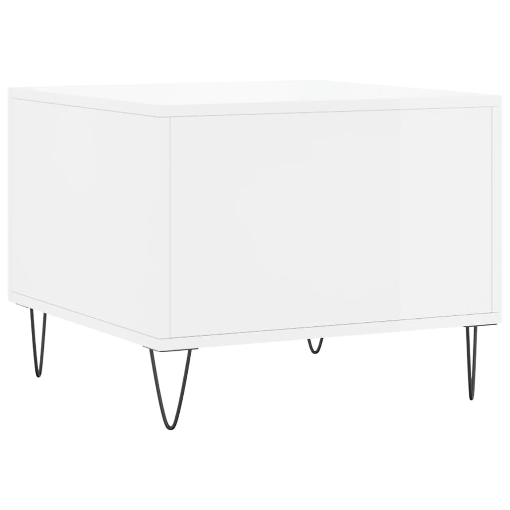 Salongbord høyglans hvit 50x50x40 cm konstruert tre