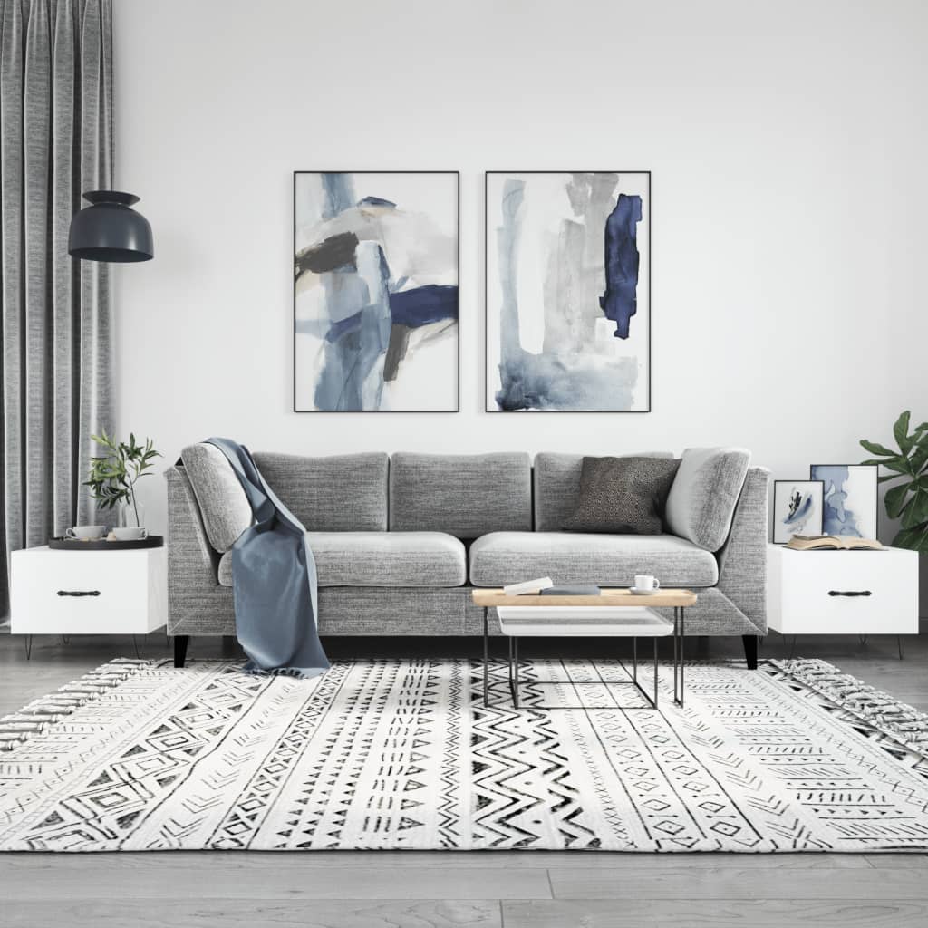 Salongbord 2 stk høyglans hvit 50x50x40 cm konstruert tre