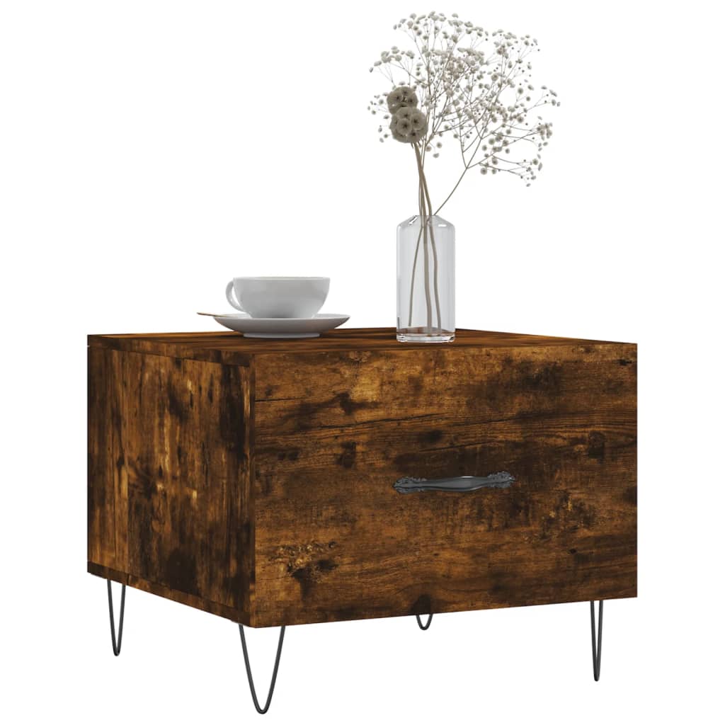 Salongbord 2 stk røkt eik 50x50x40 cm konstruert tre