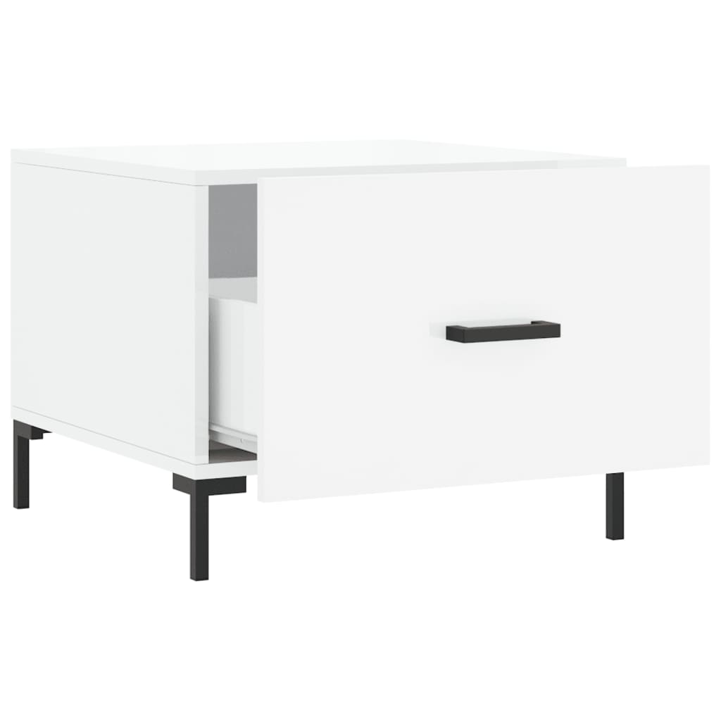Salongbord 2 stk høyglans hvit 50x50x40 cm konstruert tre