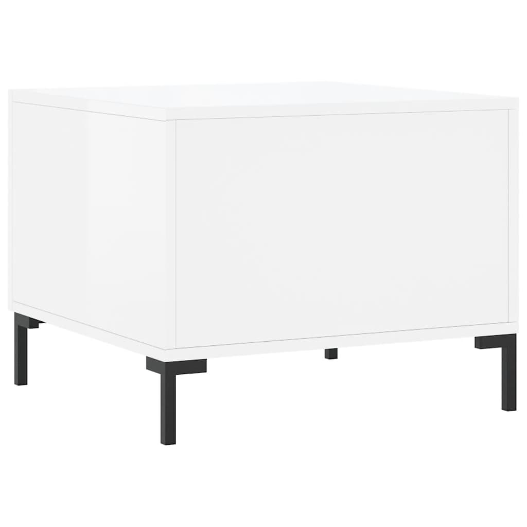 Salongbord 2 stk høyglans hvit 50x50x40 cm konstruert tre