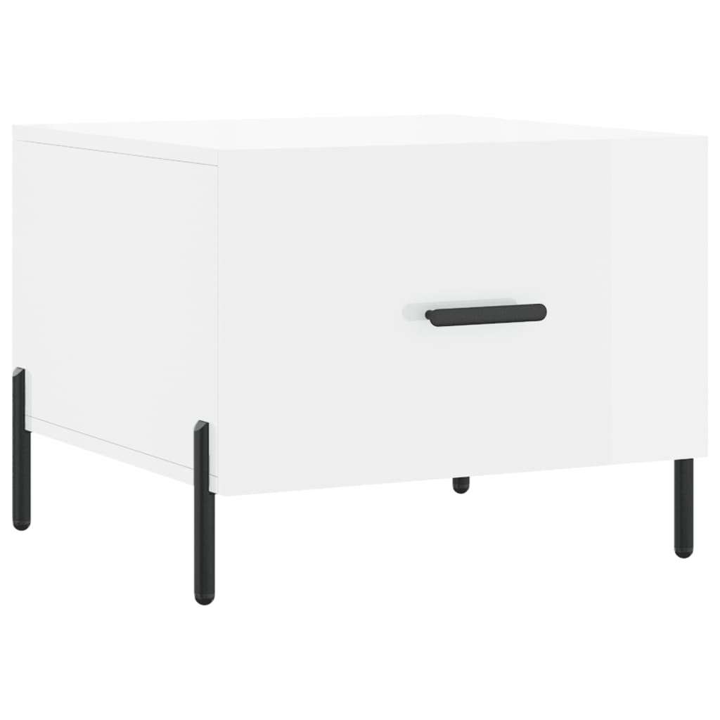 Salongbord høyglans hvit 50x50x40 cm konstruert tre
