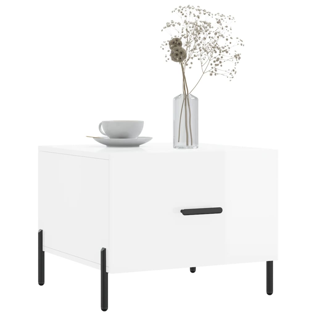 Salongbord 2 stk høyglans hvit 50x50x40 cm konstruert tre