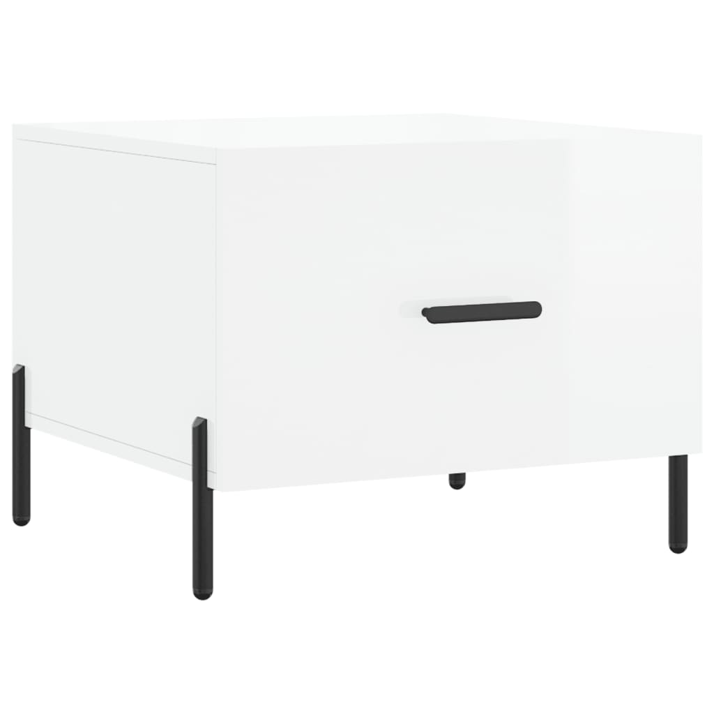 Salongbord 2 stk høyglans hvit 50x50x40 cm konstruert tre