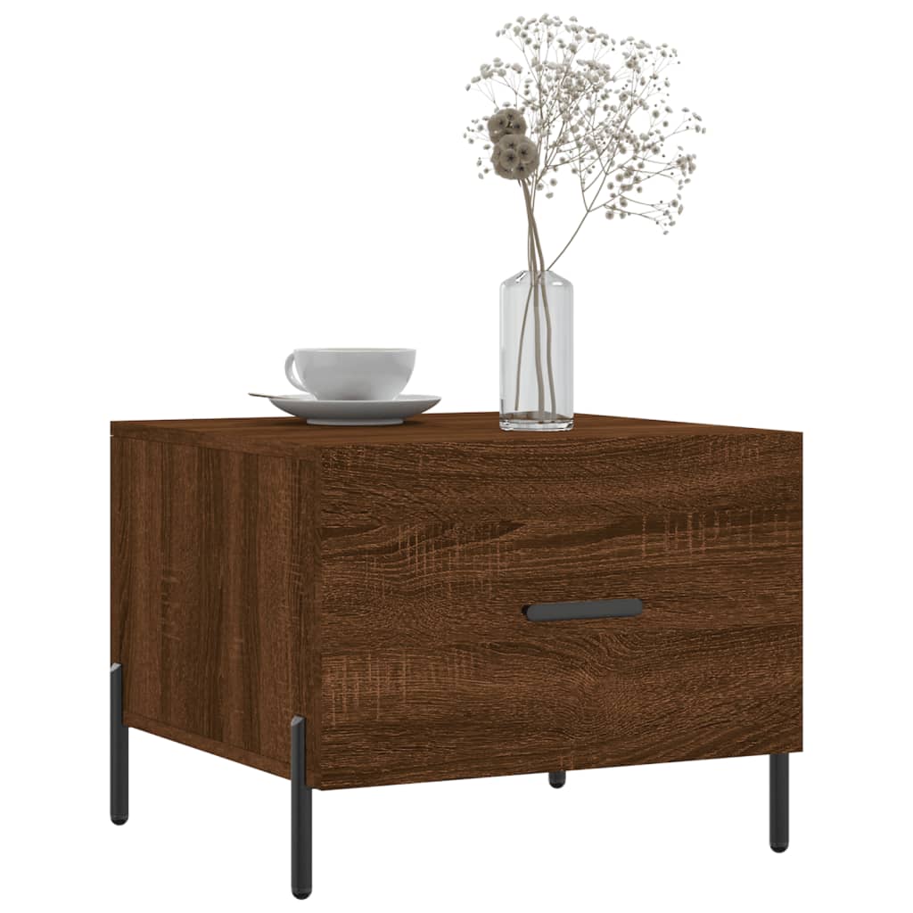 Salongbord 2 stk brun eik 50x50x40 cm konstruert tre