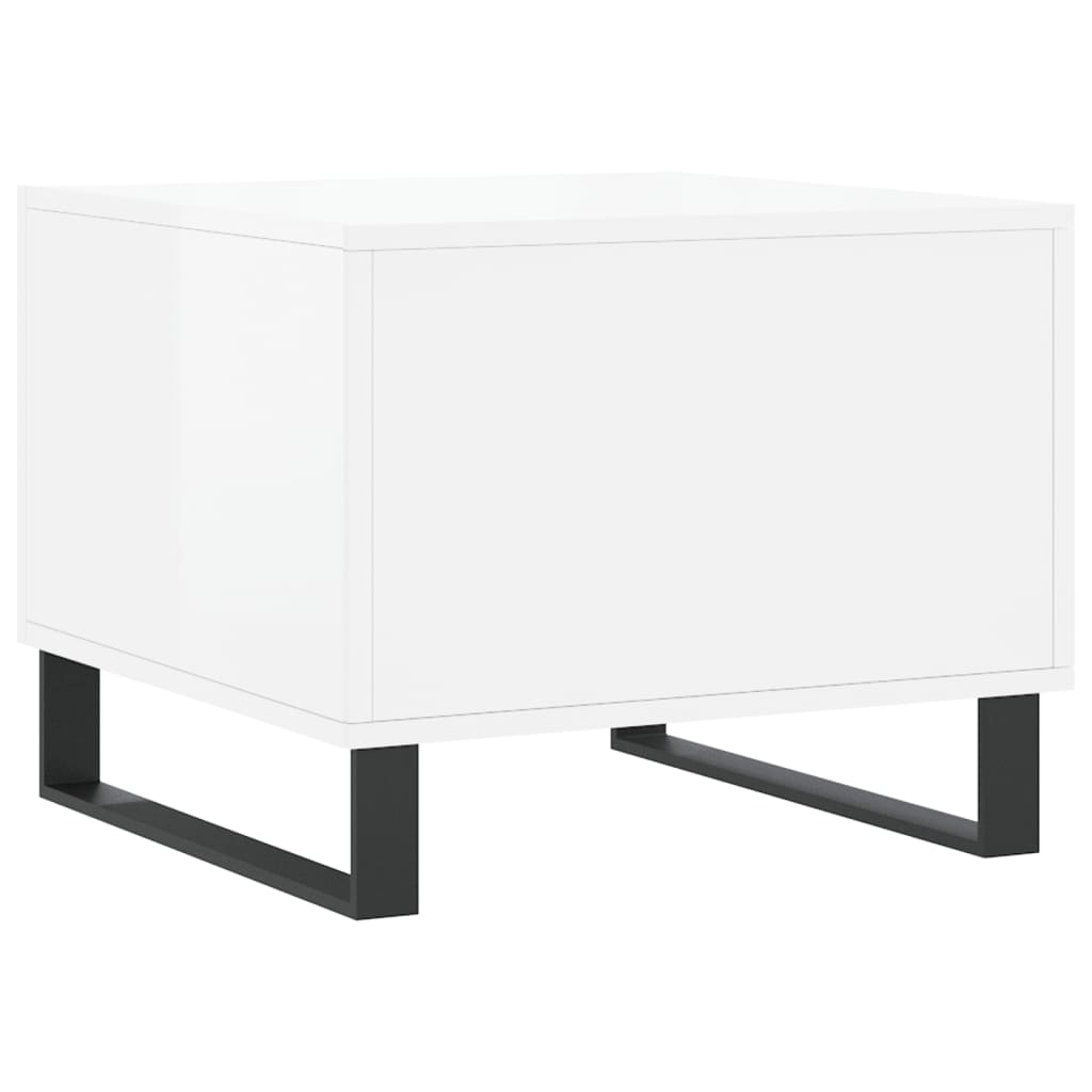 Salongbord 2 stk høyglans hvit 50x50x40 cm konstruert tre