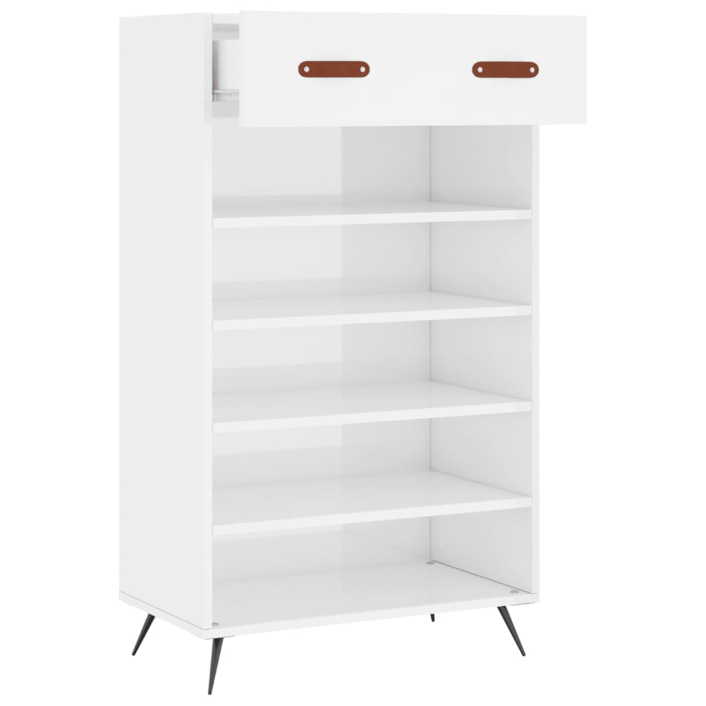 Skoskap høyglans hvit 60x35x105 cm konstruert tre