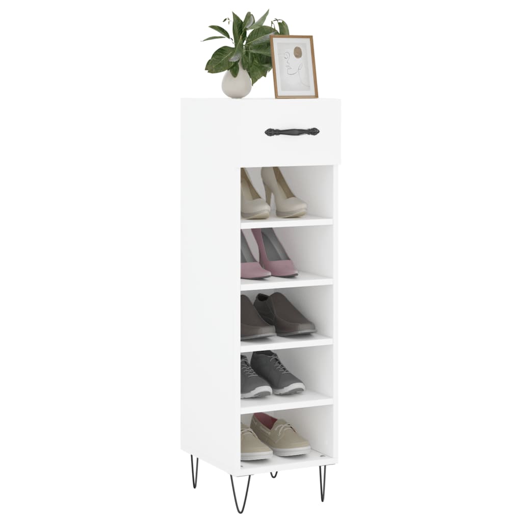 Skohylle hvit 30x35x105 cm konstruert tre