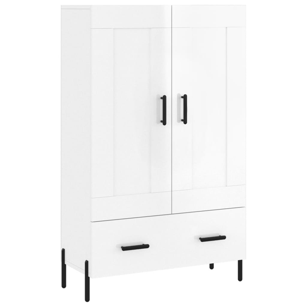 Highboard høyglans hvit 69,5x31x115 cm konstruert tre