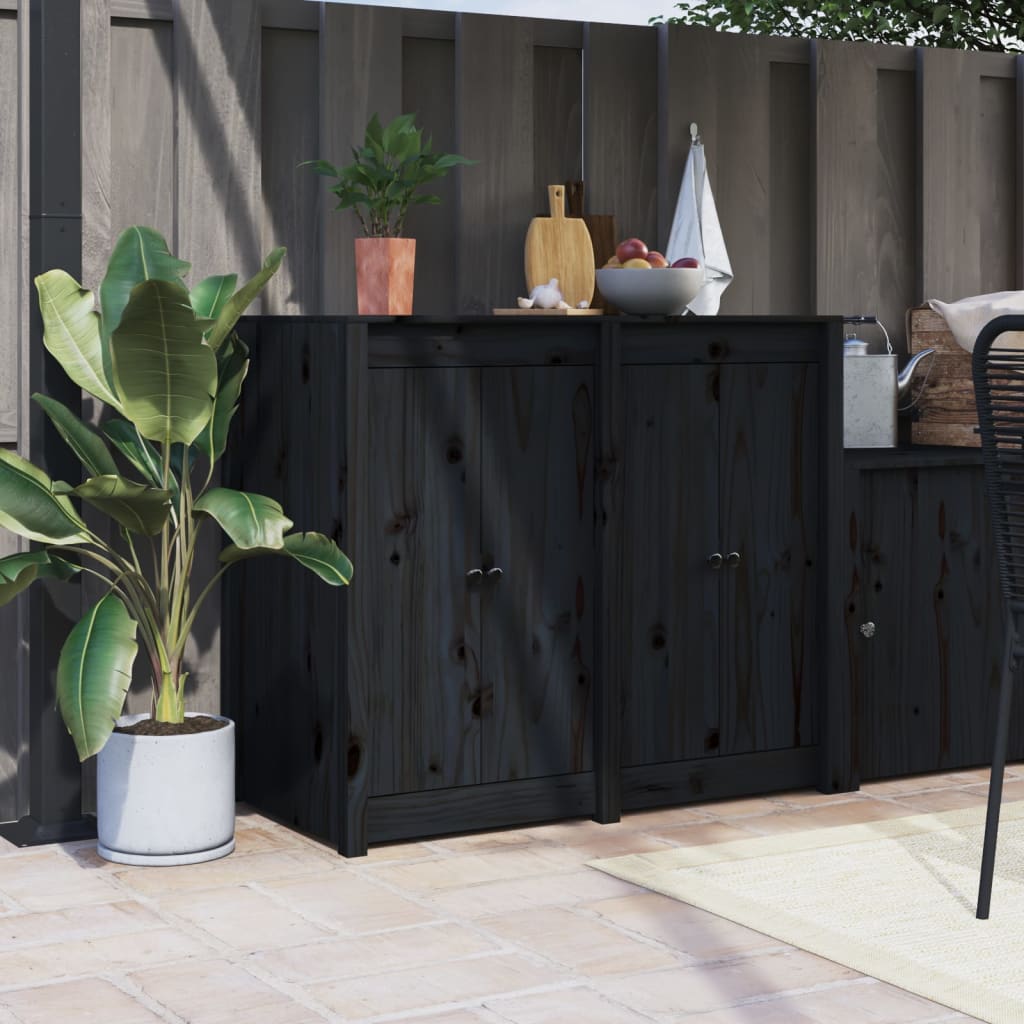 Utekjøkkendører MEPPEL 2 stk svart 50x9x82 cm heltre furu