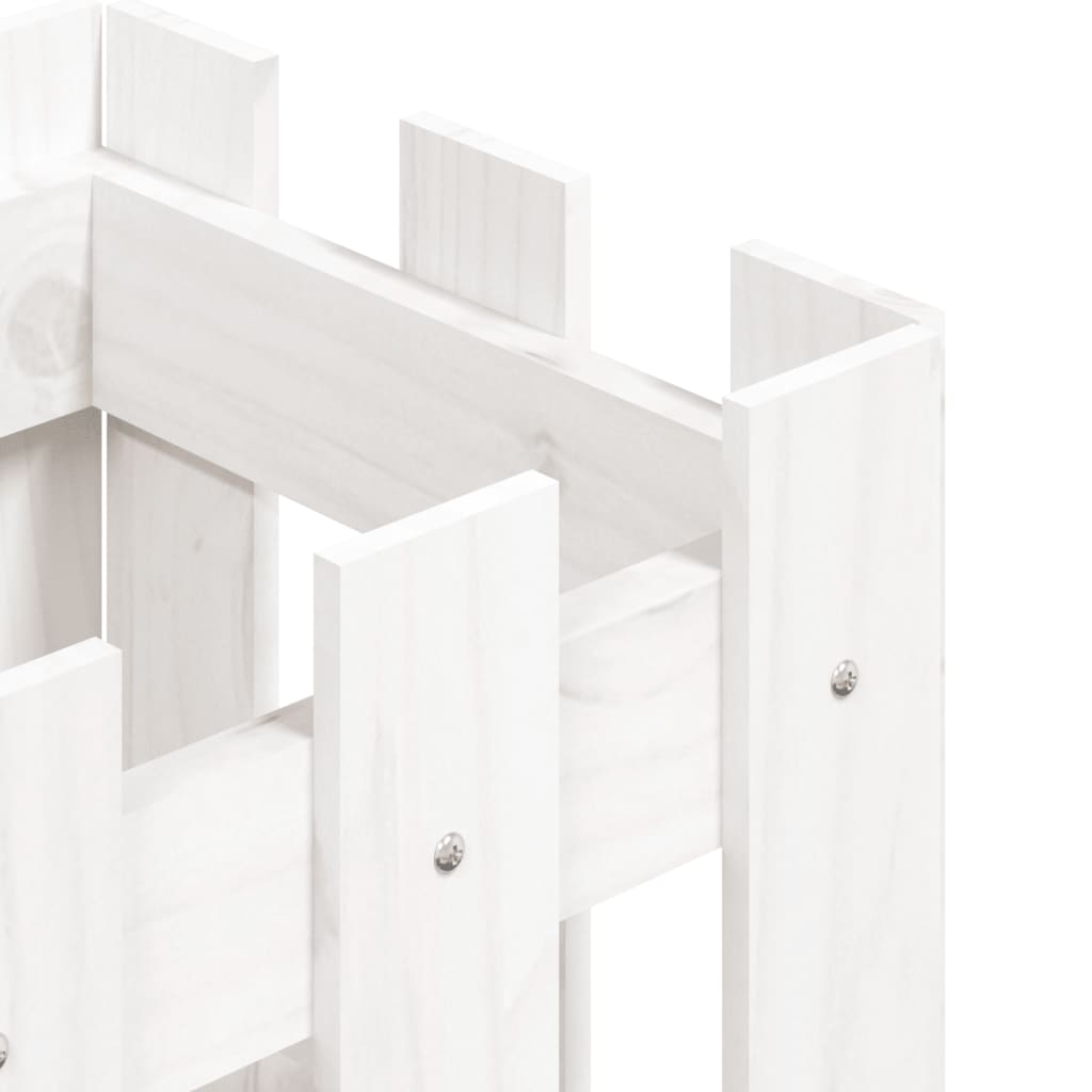 Plantekasse med gjerdedesign hvit 30x30x30 cm heltre furu