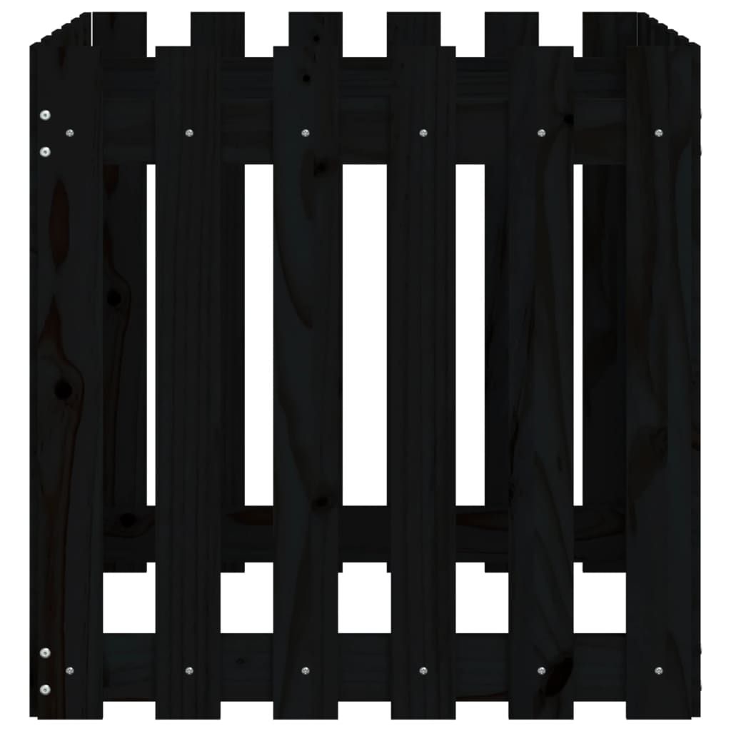 Plantekasse med gjerdedesign svart 60x60x60 cm heltre furu