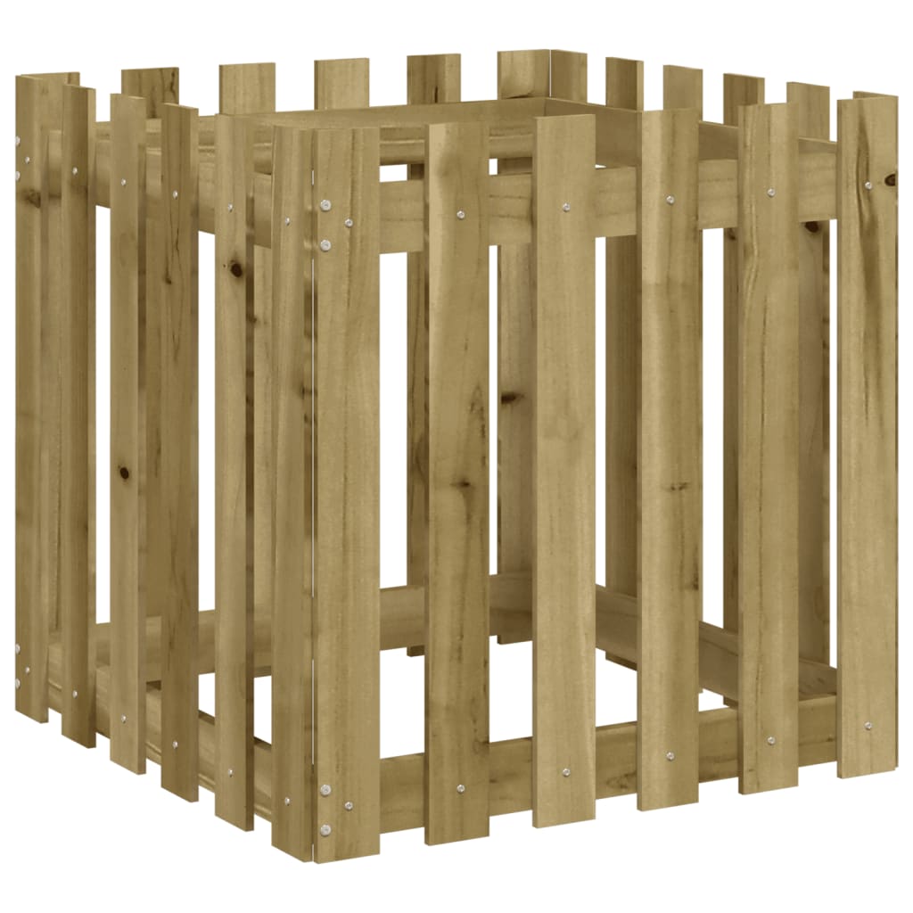Plantekasse med gjerdedesign 60x60x60 cm impregnert furu