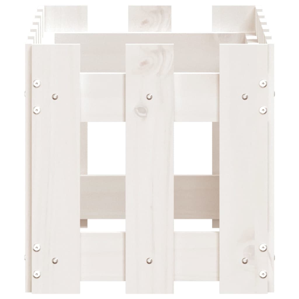 Plantekasse med gjerdedesign hvit 60x30x30 cm heltre furu