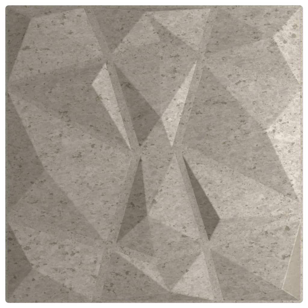 Veggpaneler 24 stk betonggrå 50x50 cm XPS 6 m² diamant