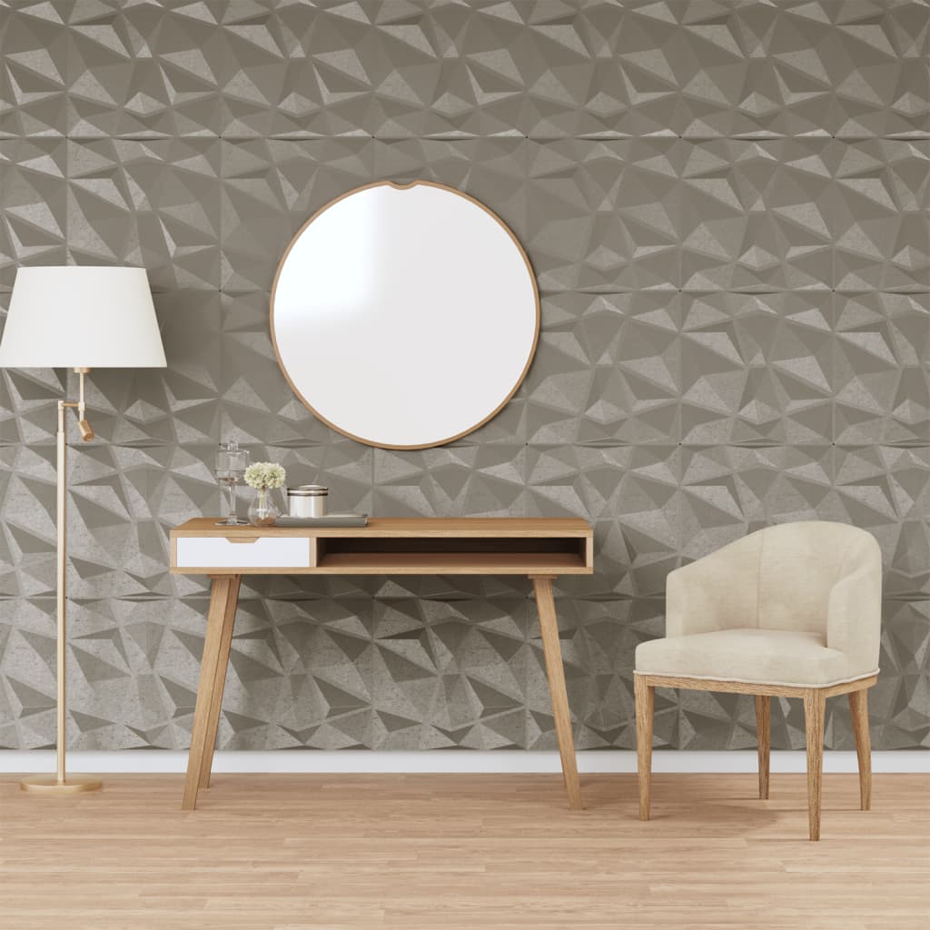 Veggpaneler 24 stk betonggrå 50x50 cm XPS 6 m² diamant