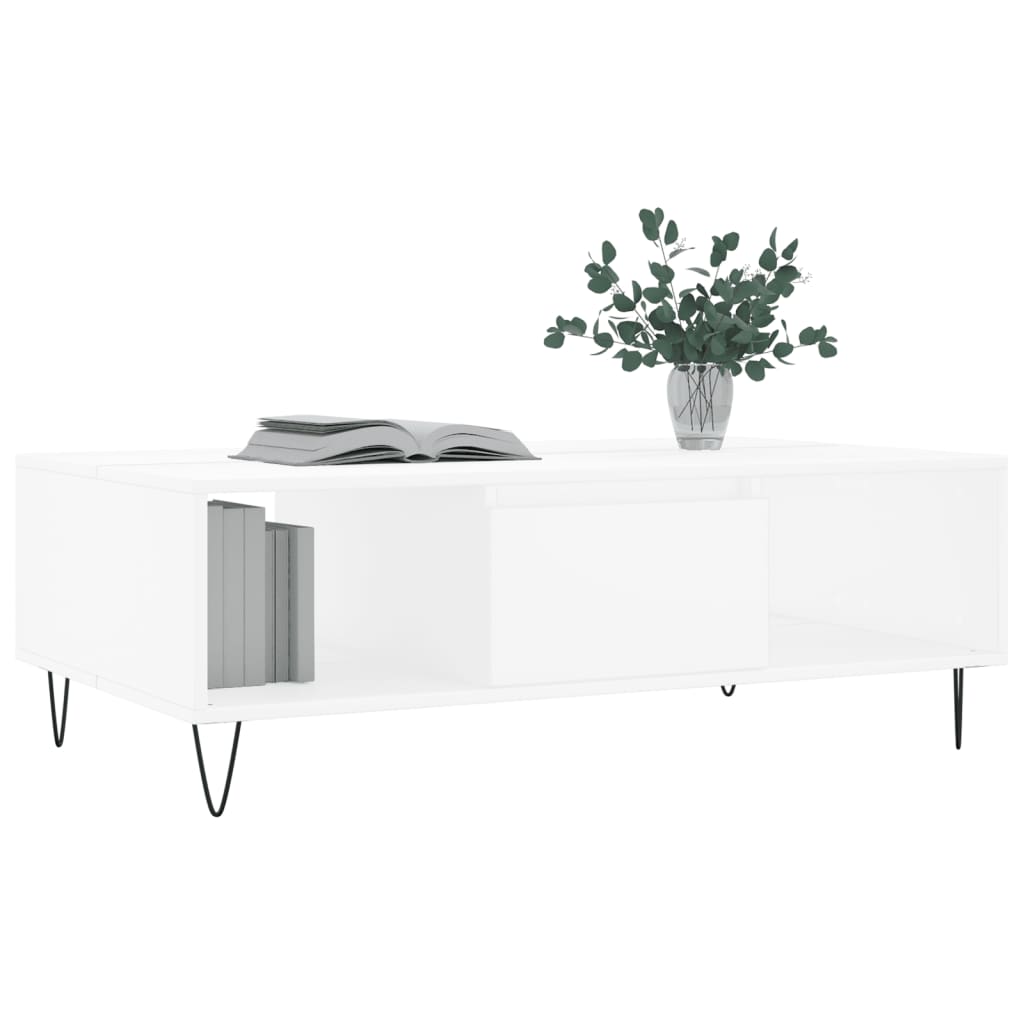 Salongbord hvit 104x60x35 cm konstruert tre