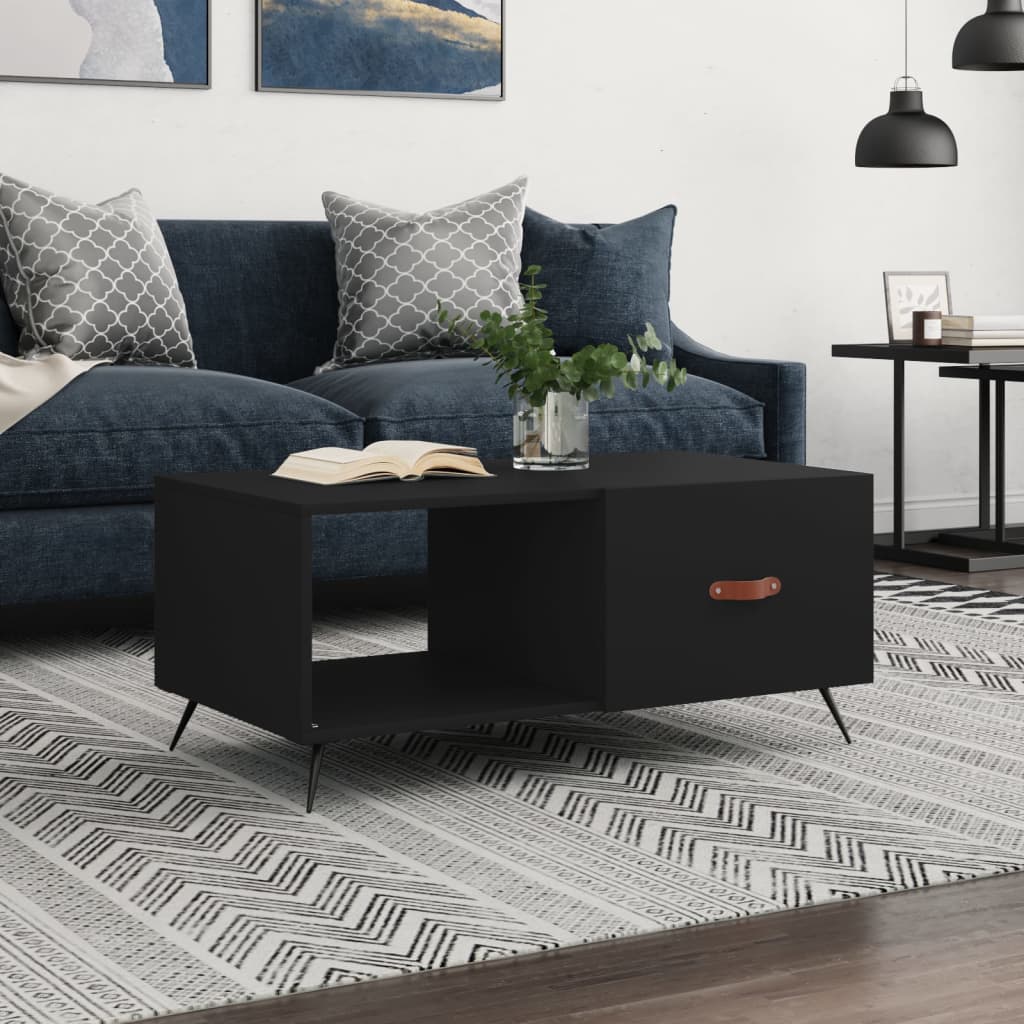 Salongbord svart 90x50x40 cm konstruert tre