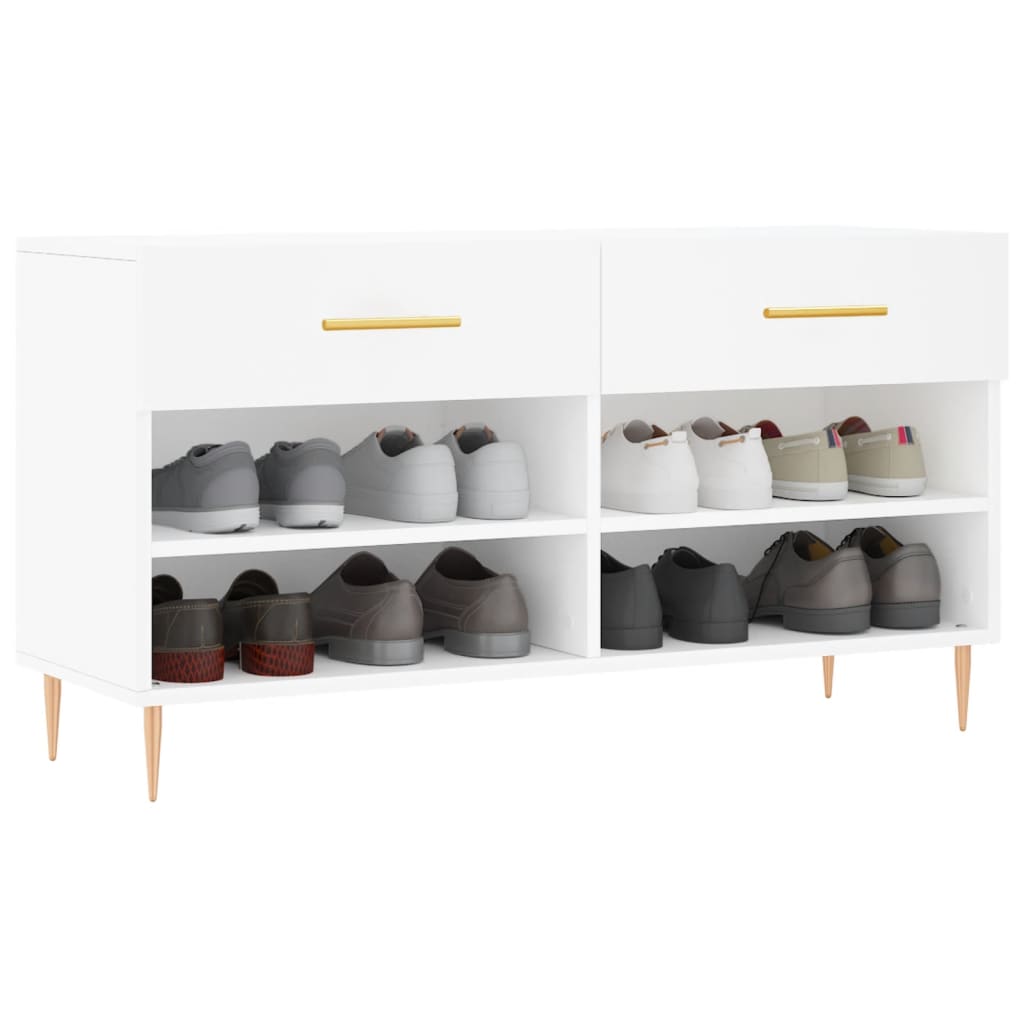 Skobenk hvit 102x35x55 cm konstruert tre