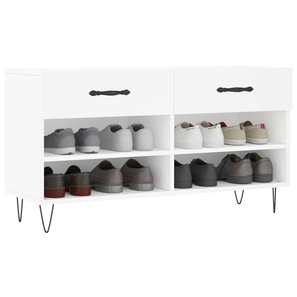 Skobenk hvit 102x35x55 cm konstruert tre