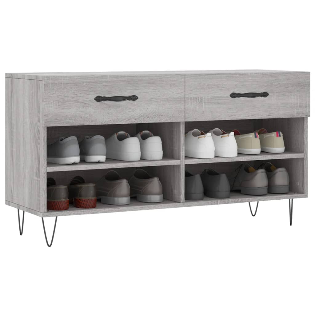Skoskap grå sonoma 102x35x55 cm konstruert tre