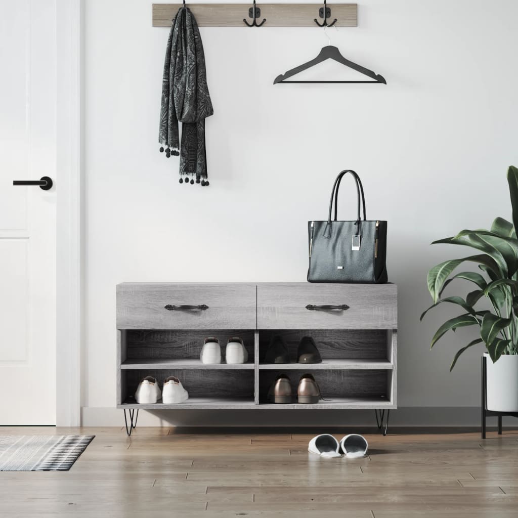 Skoskap grå sonoma 102x35x55 cm konstruert tre