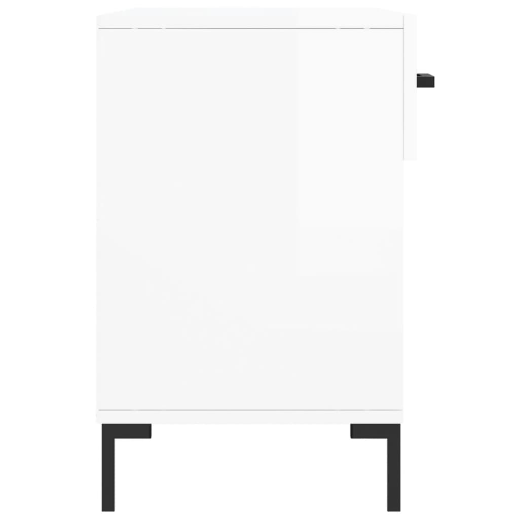 Skobenk høyglans hvit 102x35x55 cm konstruert tre