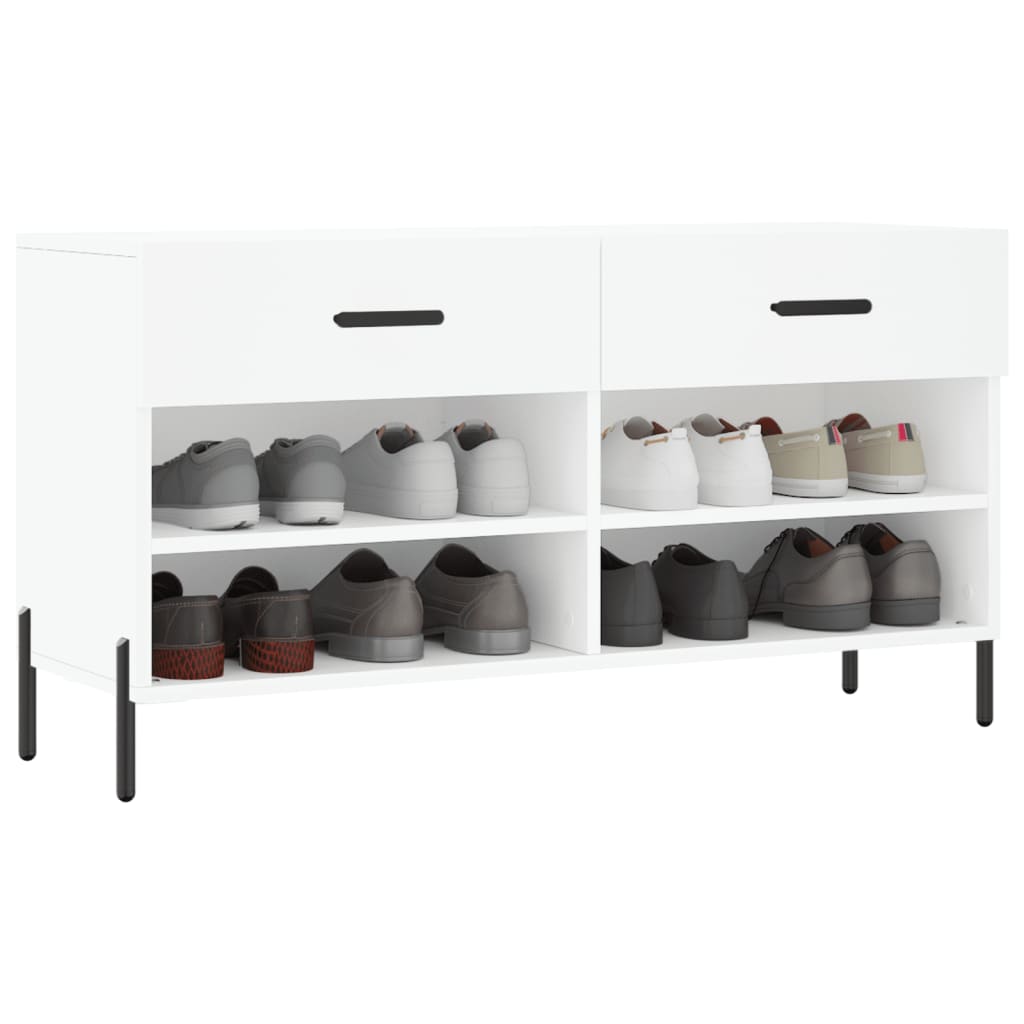 Skobenk hvit 102x35x55 cm konstruert tre